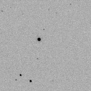 Asteroid 2020 TC1 in front of the fixed star background (animation from 8 images, each with an exposure time of 20s)
